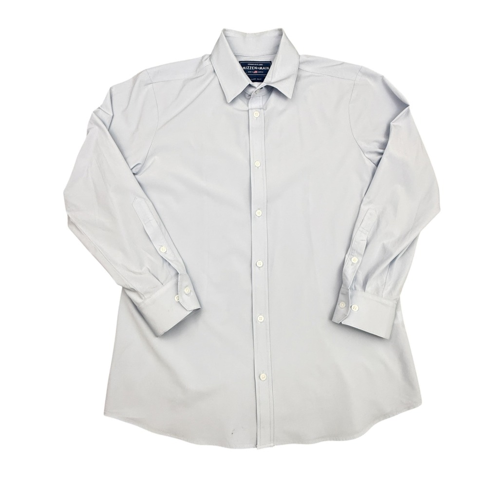 Mizzen Main Dress Shirt Mens XL Light Blue Leeward Performance Trim Fit Stretch